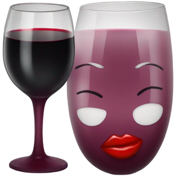 Red Wine glass with red lipstick stain  emoji