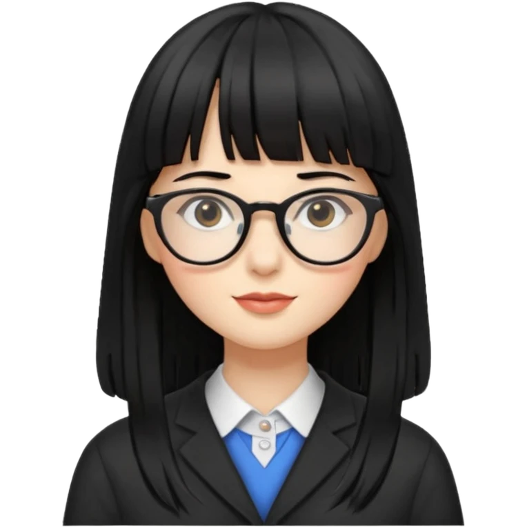 lecture girl with straight bangs fringe long black color hair  emoji