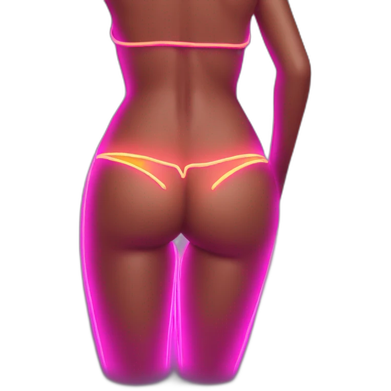 Juicy booty neon sign style emoji