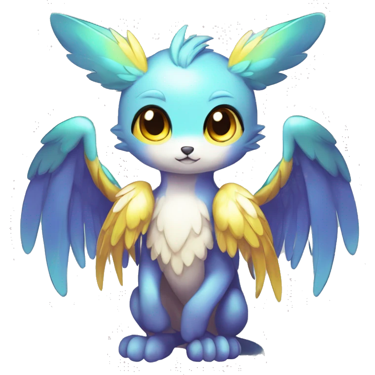Anthro Sona Colorful Shy Winged Shiny Fakemon-Fantasy-Creature Full Body emoji