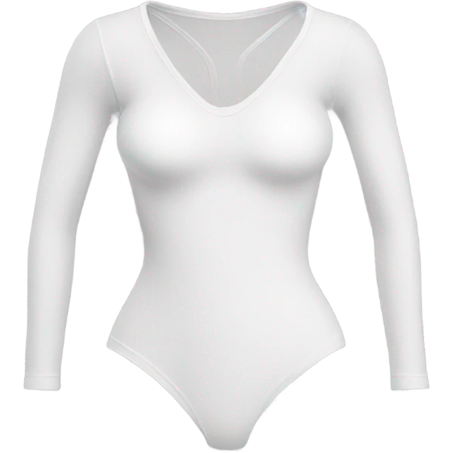 white long sleeve closed neck shapewear bodysuit emoji