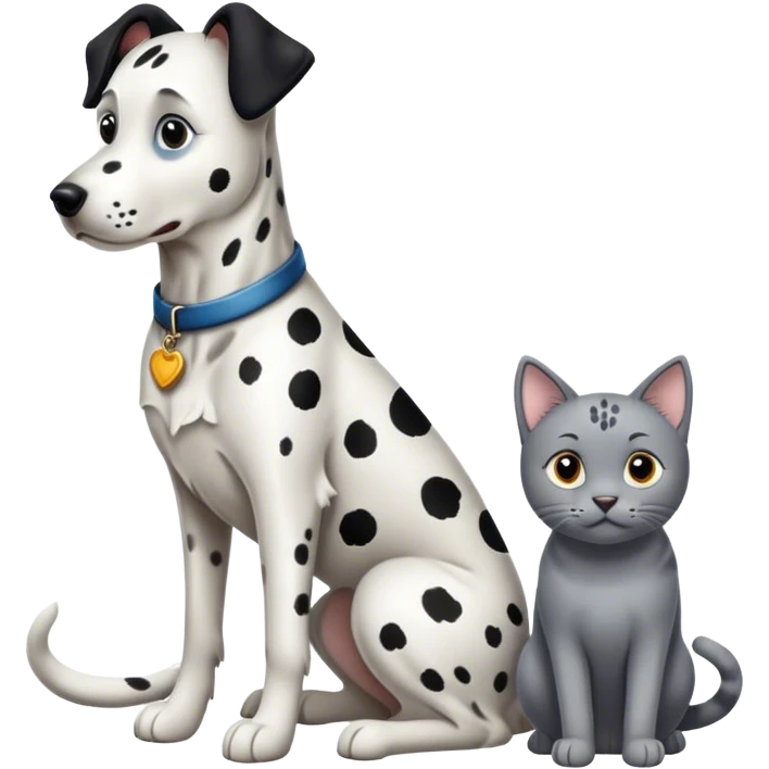 Dalmatian, Belgium shepherd, gray cat emoji