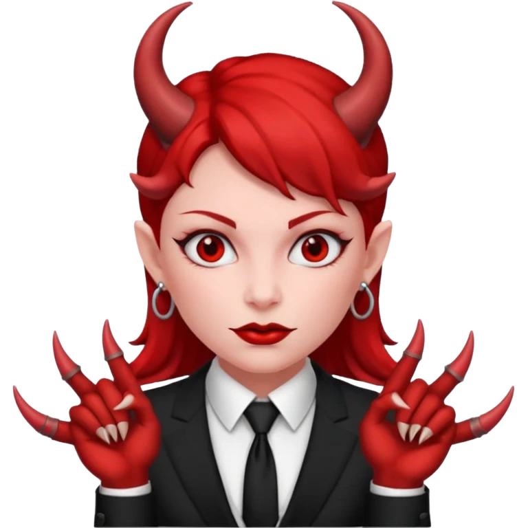 devil woman with tie emoji