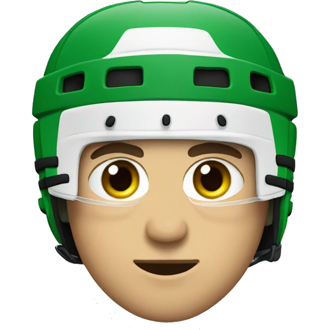 hockey player wearing helmet, with green eyes and stubble emoji