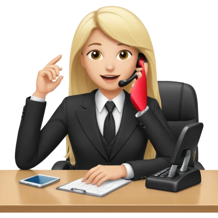 office-boss-excited-phone-desk-blonde emoji