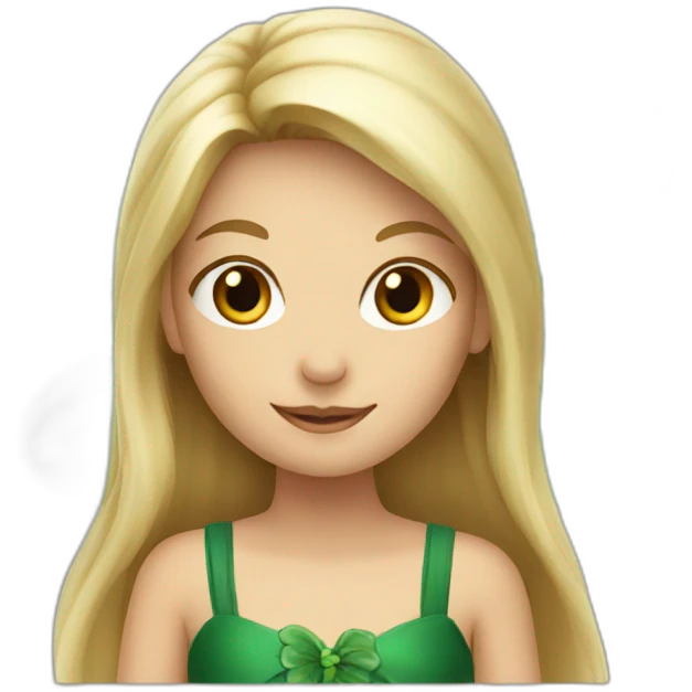 Fairy with long blond hair and green dress emoji