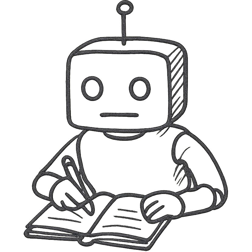 robot writing in a notebook emoji