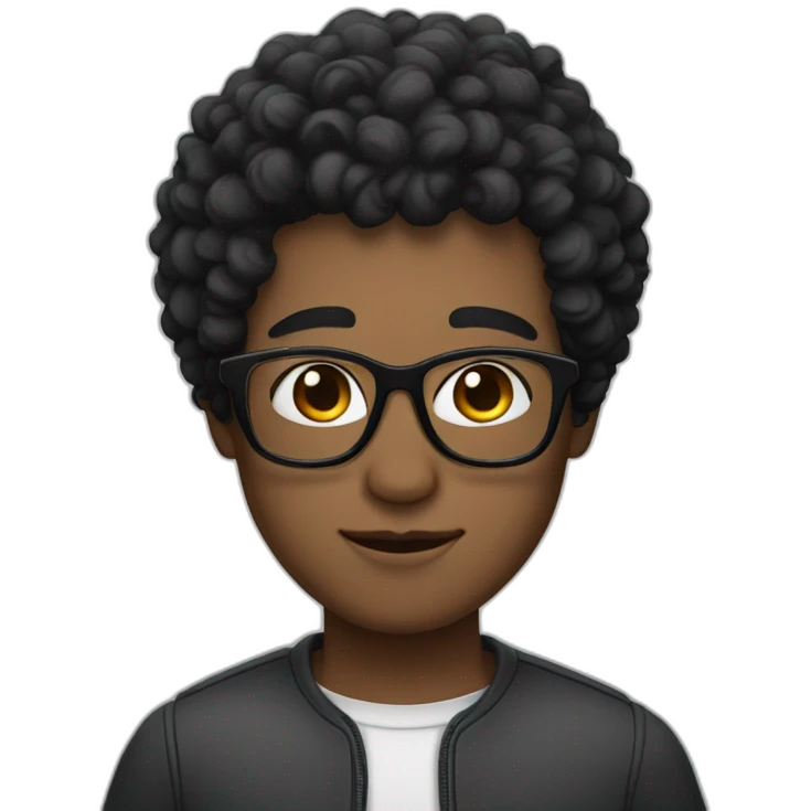 curly short black-haired man wearing square glasses white skin emoji