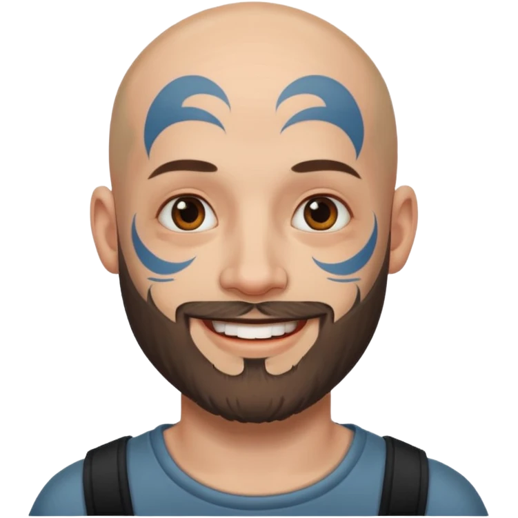 bald bearded man with face tattoo emoji