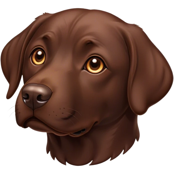 Cinematic Noble Chocolate Labrador Portrait Emoji, Poised and regal, with a robust, muscular build and a rich, glossy chocolate Fur, deep-set soulful brown eyes, Simplified yet sharp and sophisticated features, highly detailed, glowing with a soft, dignified glow, high shine, intelligent and gentle, stylized with an air of confidence, focused and attentive, soft glowing outline, capturing the essence of a watchful and loving companion, so majestic it feels as though it could bound out of the screen with effortless authority! emoji
