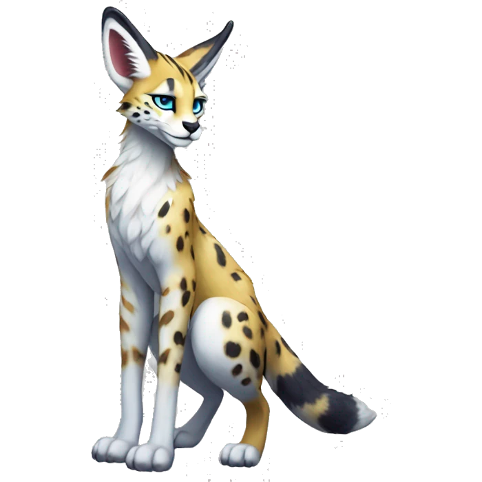 Anthro Epic Beautiful Handsome Pretty Colorful Sergal-Serval-Vernid full body emoji