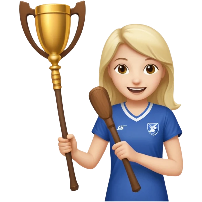 girl celebrating with hurling stick emoji