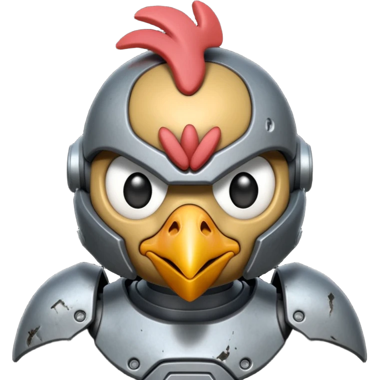 Mecha battle chicken humanoid creature but more human than chicken emoji