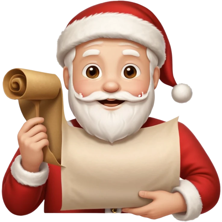 drunk santa holding up a white unfurled scroll with nothin on it emoji