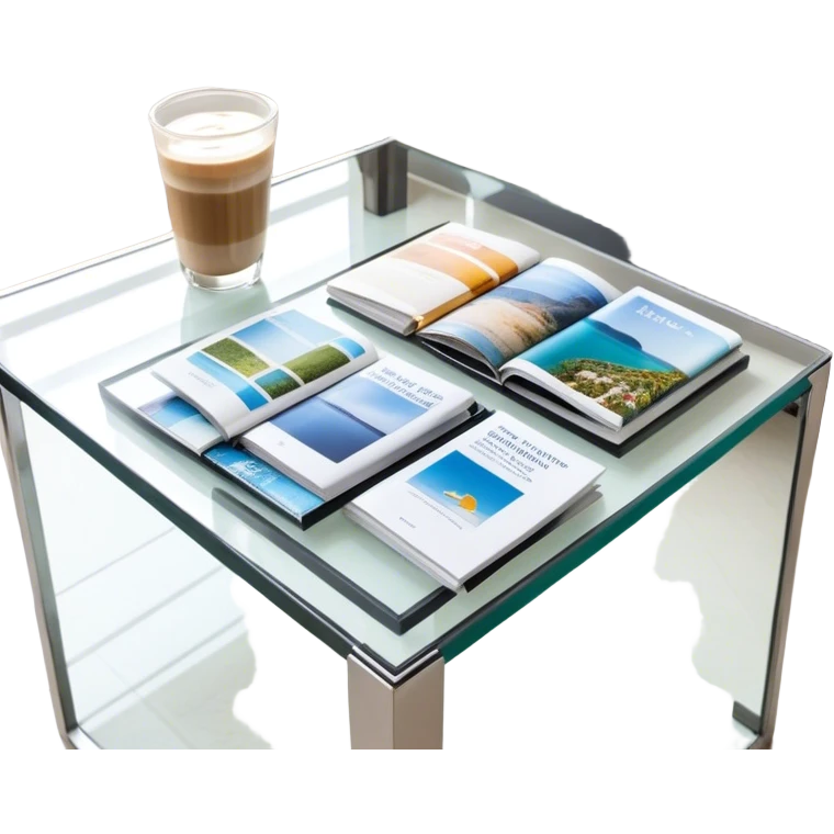 Travel brochures on glass coffee table emoji