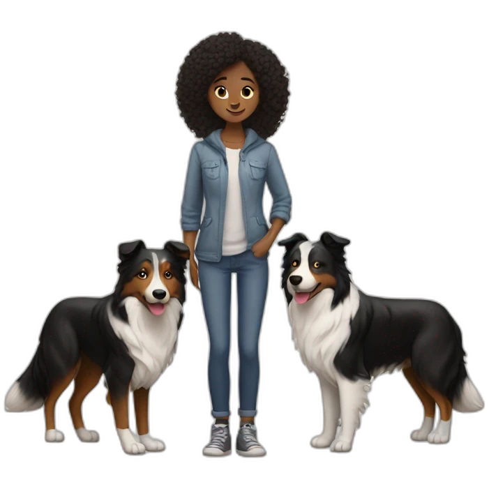 Man woman anda border collie emoji