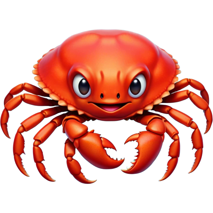 Cinematic Comical Red Crab Portrait Emoji, Head tilted dramatically with an exaggeratedly amused expression, featuring a vibrant, angular carapace with bold, expressive pincers and wide, comically animated eyes full of playful disbelief, Simplified yet hilariously expressive features, highly detailed, glowing with a slightly sassy oceanic glow, high shine, dramatic yet playful, stylized with an air of quirky coastal mischief, soft glowing outline, capturing the essence of a meme-worthy red crab that looks ready to pinch its way into viral fame! emoji