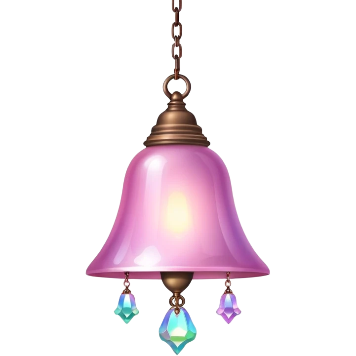 PInk iridescent Bell with chained hanging crystals LAMP emoji