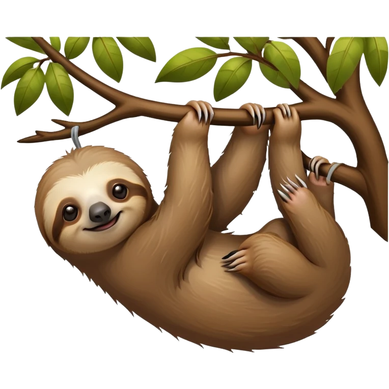 sloth hanging from a tree branch emoji