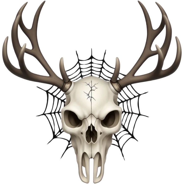 Deer skull with antlers and black spiderwebs  emoji