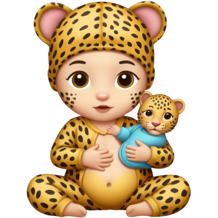 human baby with leopard patterned clothes emoji
