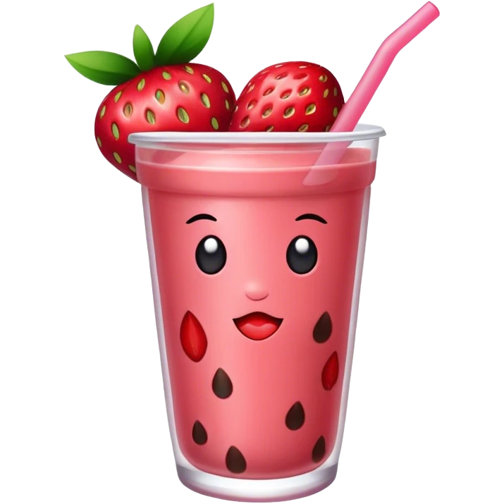 Happy Strawberry boba emoji