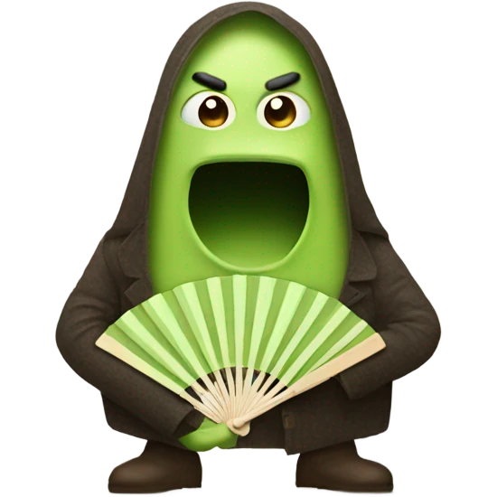 An avo man putting on a fan emoji