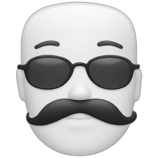 black and white moustache emoji