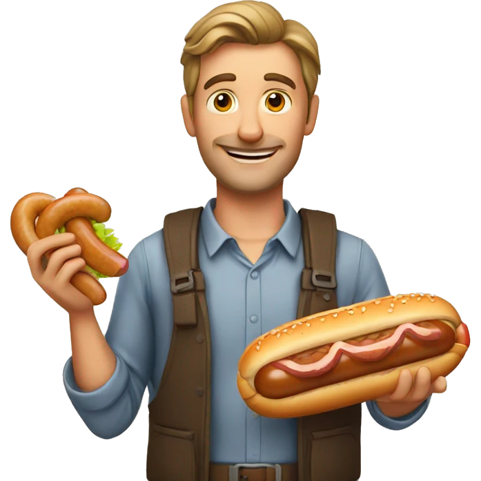 german man holding a bratwurst emoji