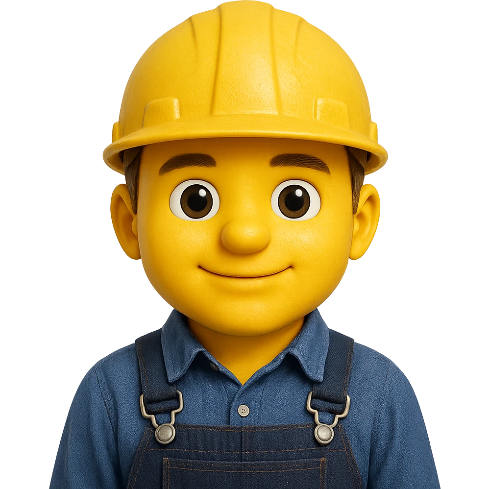 photorealistic factory worker, emoji style emoji