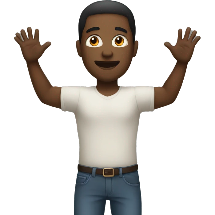 A black man with his hands up emoji