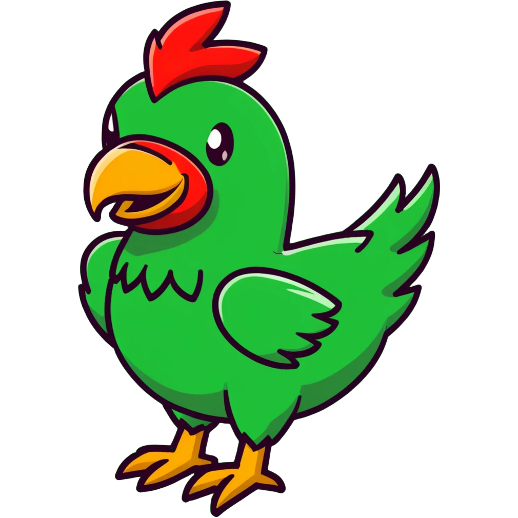 Red chocobo from Final Fantasy, majestic red bird-like creature emoji