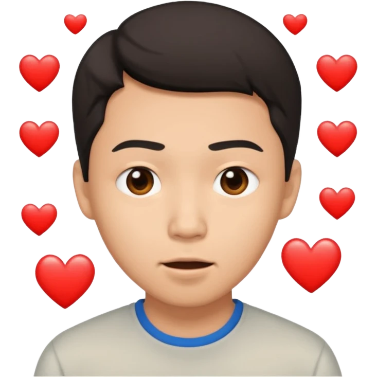 asian man falling with heart eyes emoji