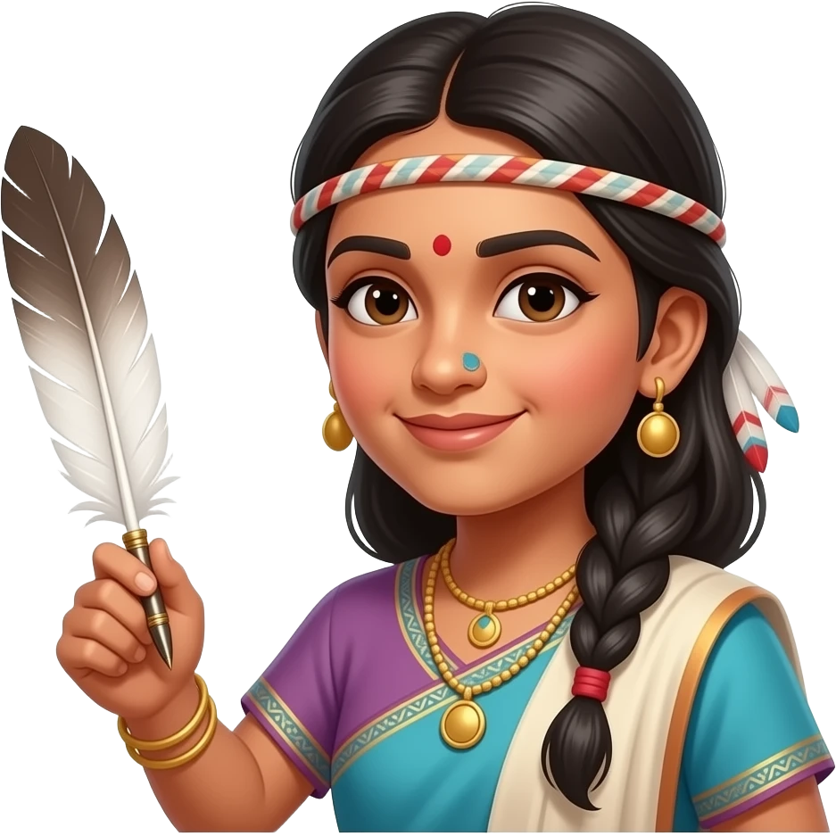 indian Author with Feathered Pen closeup emoji