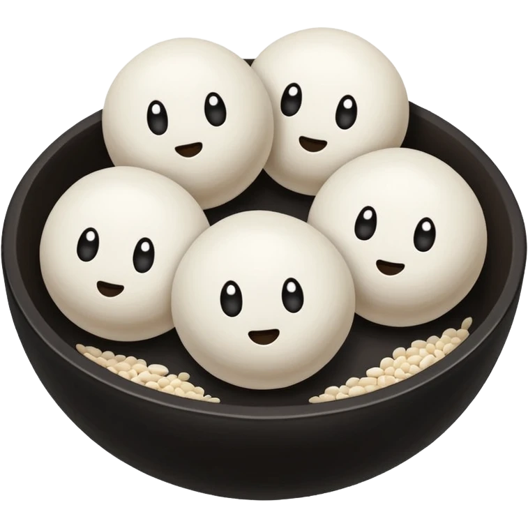 black sesame seeds inside center of each small glutinous rice flour balls emoji