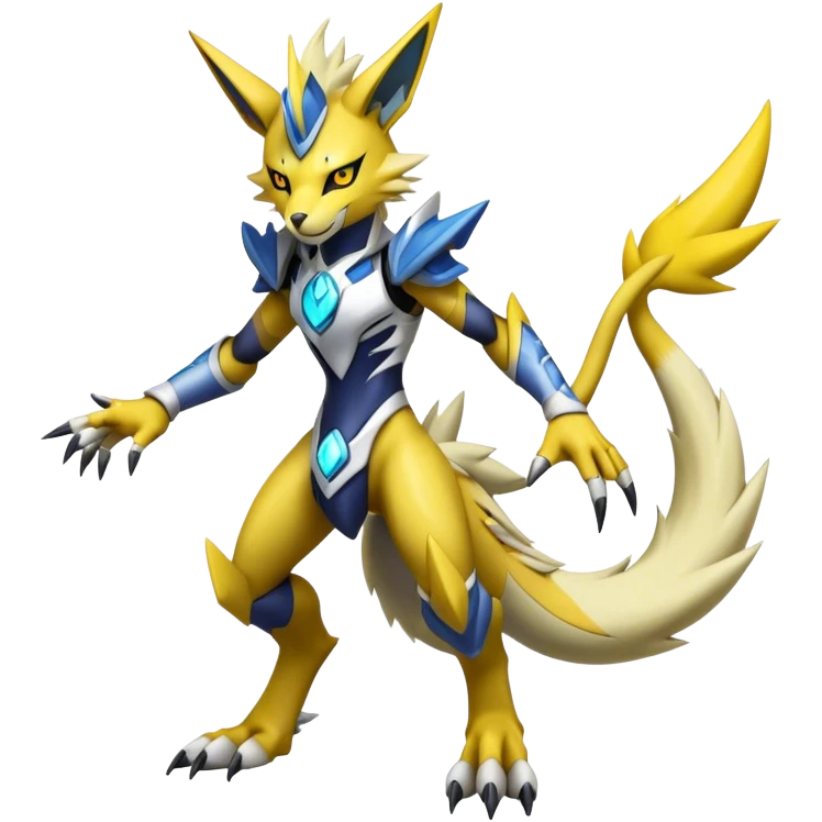  Cool Edgy Shiny Futuristic Ethereal Legendary Zeraora-Digimon-Lombax-Renamon-hybrid full body emoji