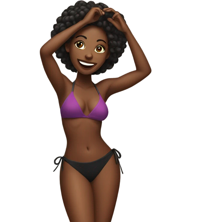 1 Black woman in a bikini dancing. emoji