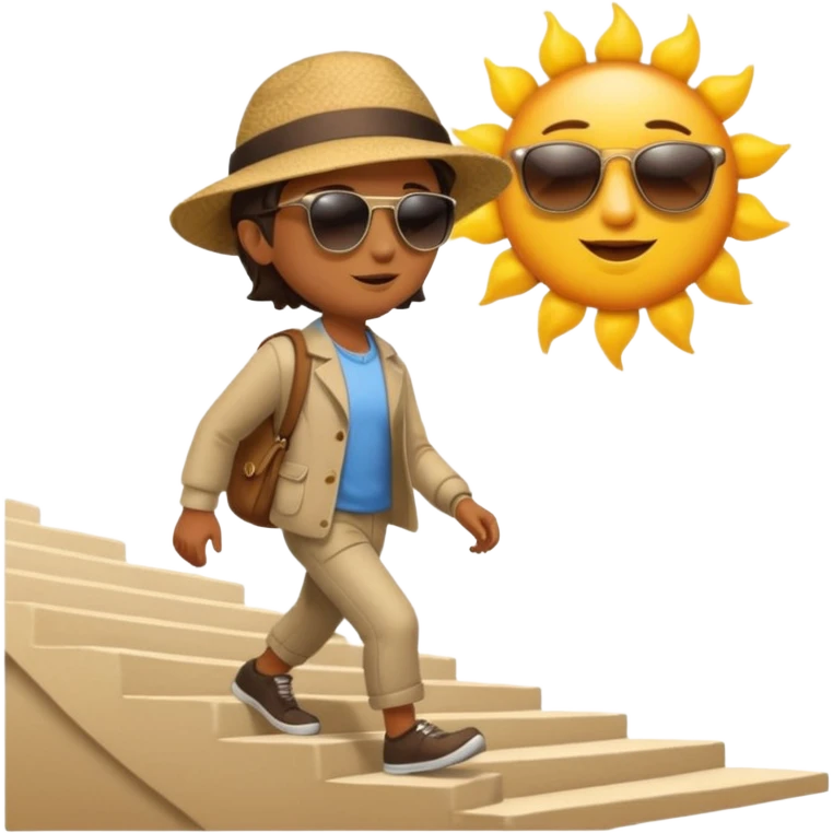small figure walking up stairs toward the sun emoji