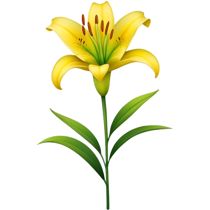 single Bright Yellow Lily, straight stem emoji