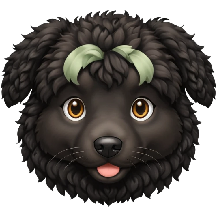 mediem black curly dog emoji