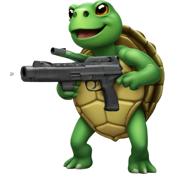 turtle with a gun emoji
