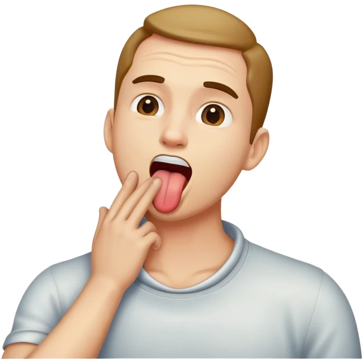 Guy with hand over neck with tongue out emoji