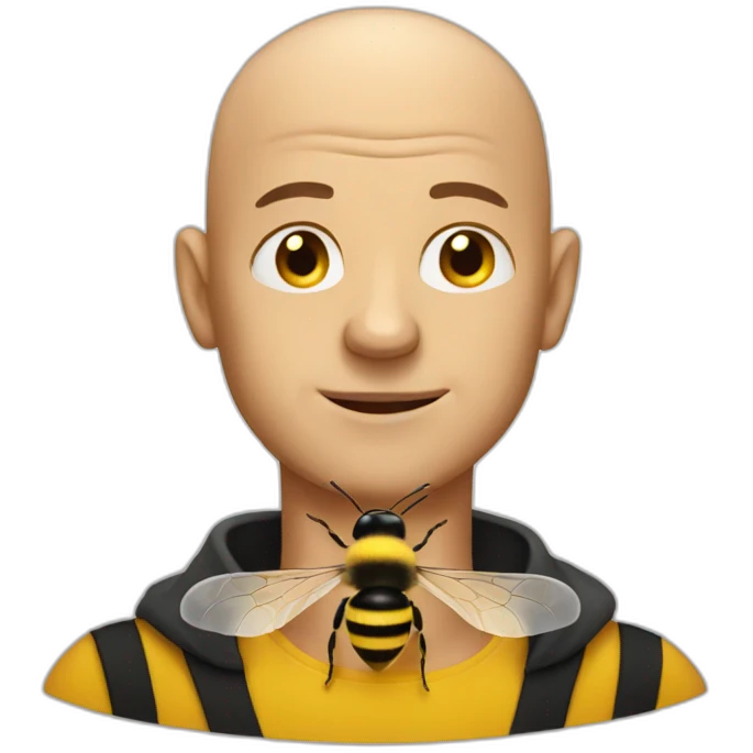 bald man with the body of a bee emoji