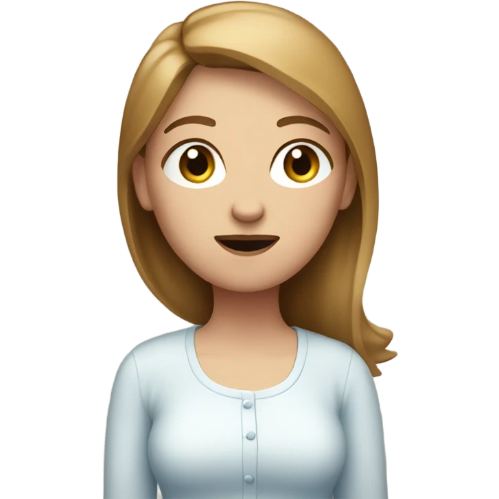 the emoji of a women shrugging but with light brown hair and blue eyes  emoji