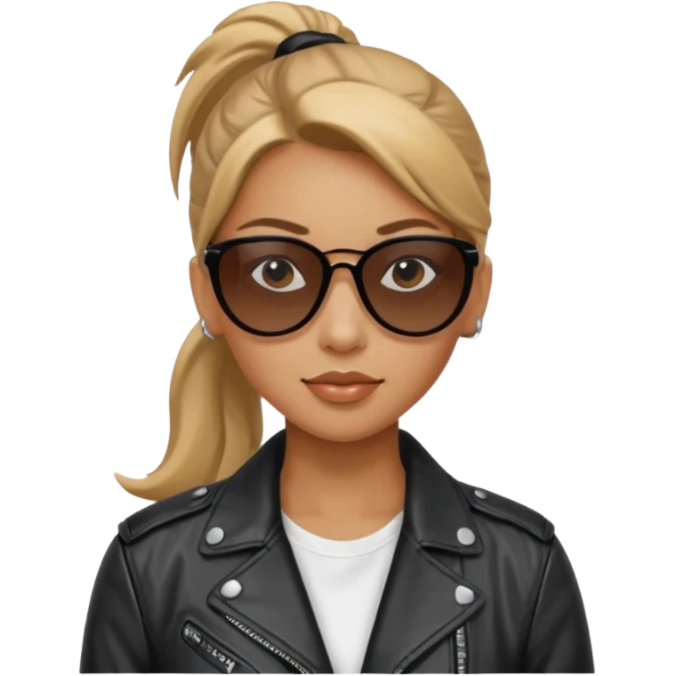 Biker Gang with Sunglasses, Woman with ponytail, sunglasses emoji