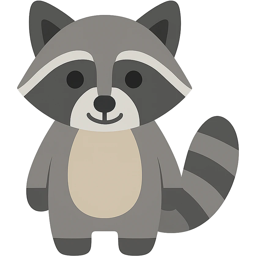 Flat design style raccoon emoji