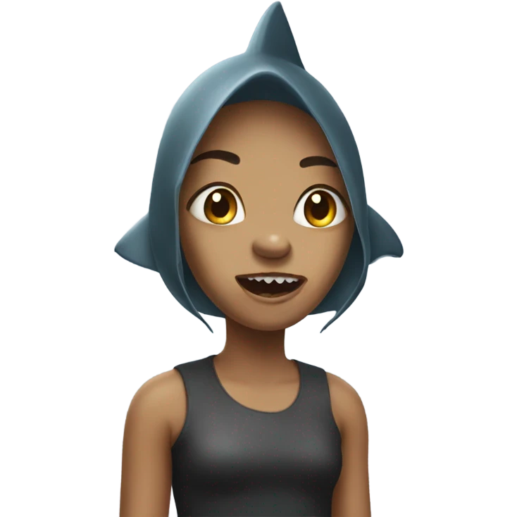Ugly girl shark emoji