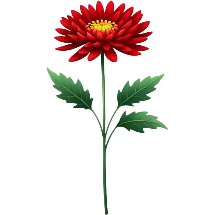 single Bright Red Chrysanthemum, straight stem emoji