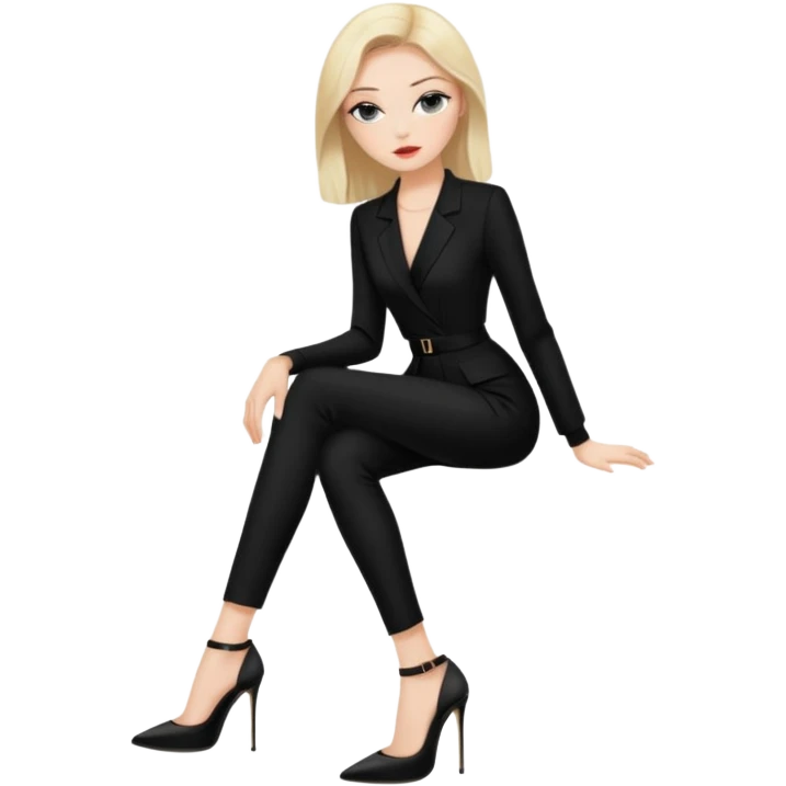 فتاة ترتدي طقم اسود وكعبysl emoji