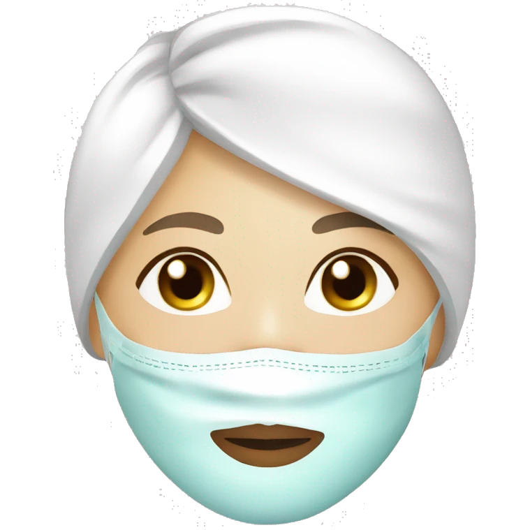 White lady with face mask spa beauty full face relaxing emoji
